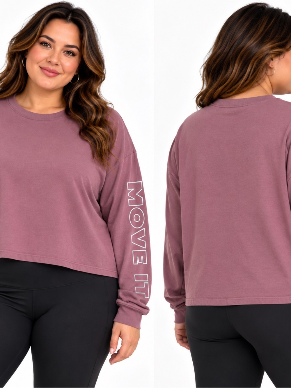 Mother Move It Mauve Long Sleeve MOVE IT Sleeve Graphic Boxy Top